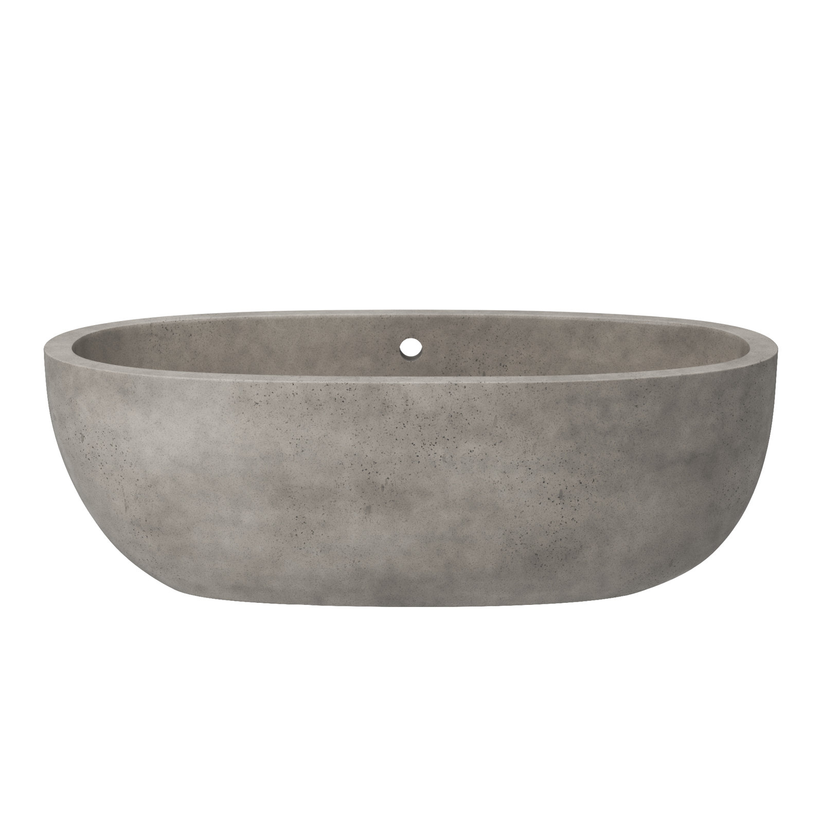Avalon NativeStone Concrete Freestanding Oval Soaking Bathtub, Ash, 22" H x 36" W x 66" L