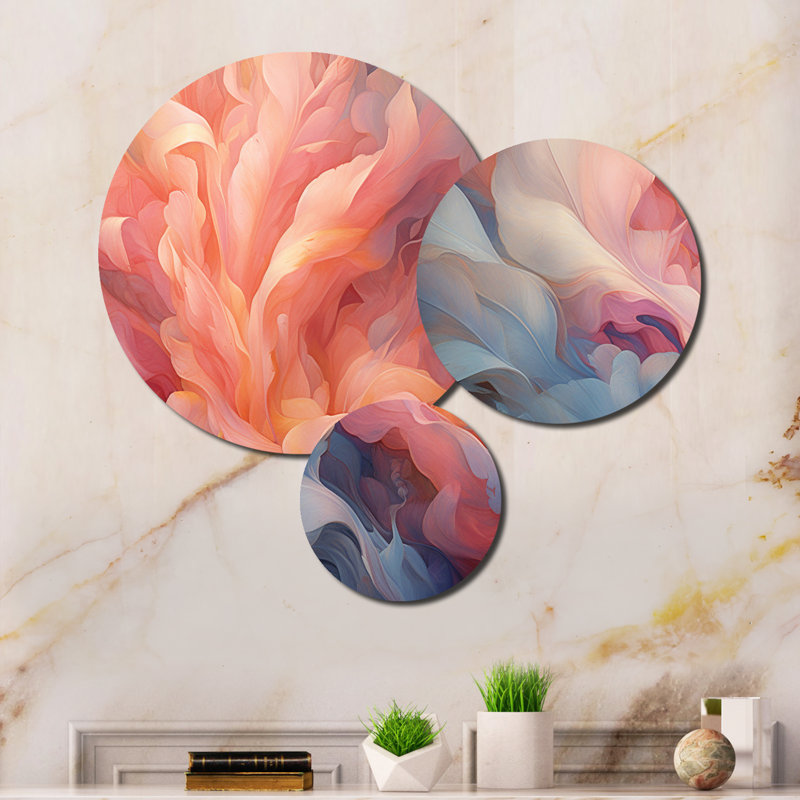 Ensemble de 3 décorations murales rose pêche bleu
