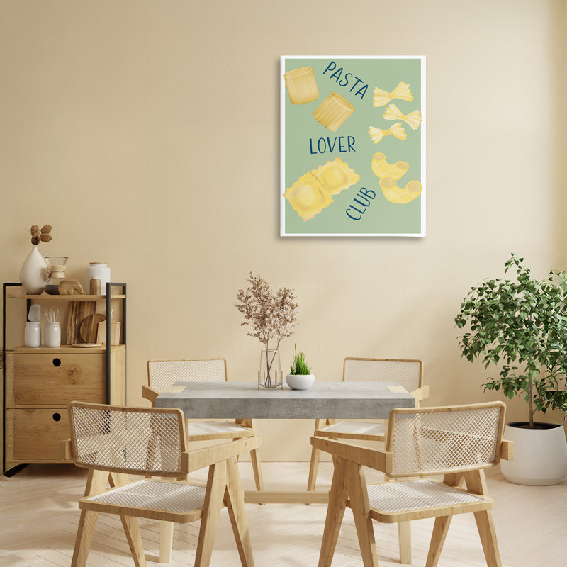 Toile Minimal Pasta Lover Club, design par Robin Maria, H 20 po x l 16 po