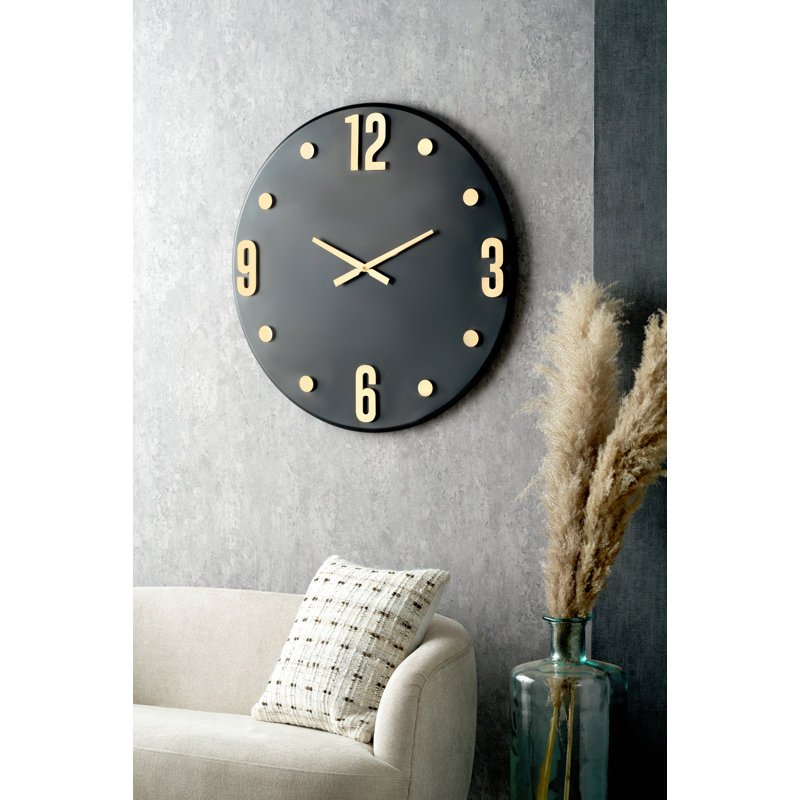 Metal Wall Clock, Black/Gold