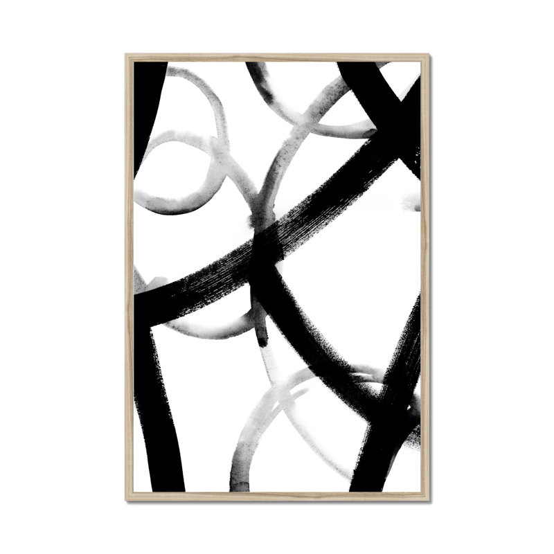 Monochrome Ripple I by Grace Popp - Painting, Natural Wood Framed Paper Print, 80cm H x 55cm W