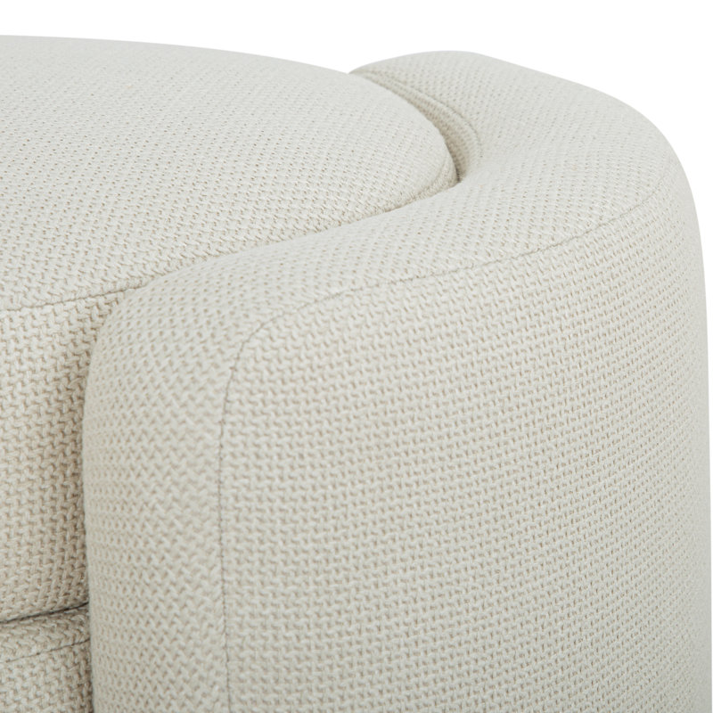 Banc de rangement rembourré 62 po Mizel, Tissage crème luxueux crème