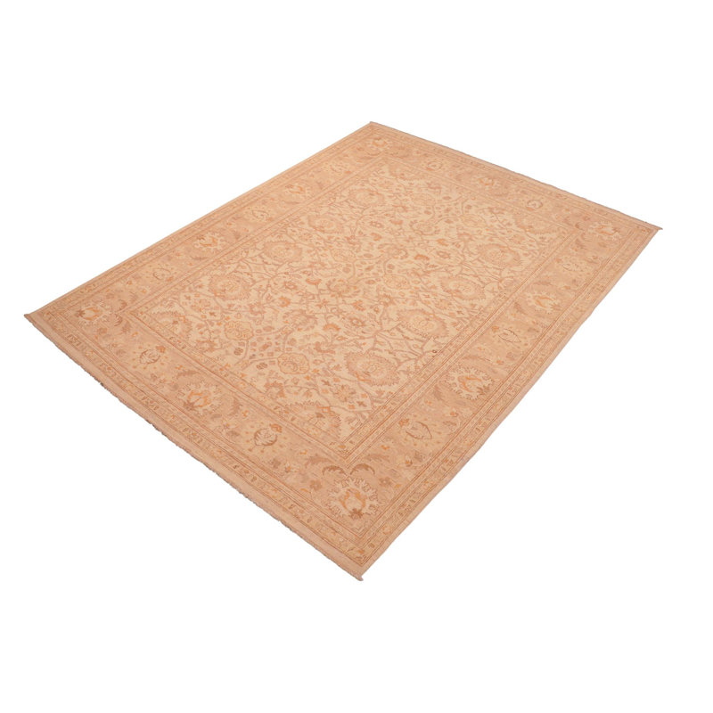 Tapis beige rectangulaire en laine noué à la main 6 pi 2 po x 9 pi 1 po Baccio