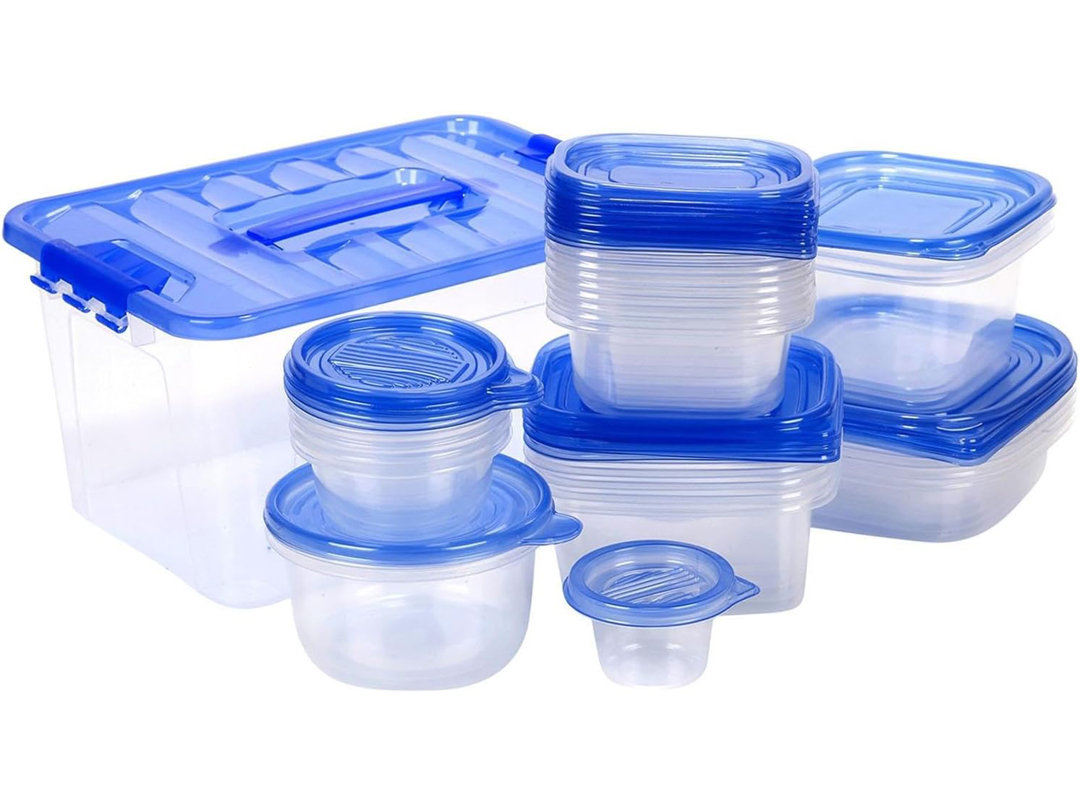 54-Piece Food Storage Container Set With Lids – Plastic Meal Prep Boxes – Stackable Reusable Kitchen Containers – Freezer, Microwave & Dishwasher Safe