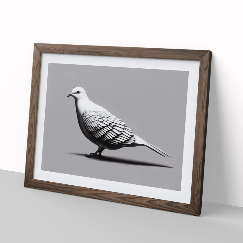 Blessed Dove Bird - Framed Print, 25cm H x 34cm W x 2cm D, Walnut