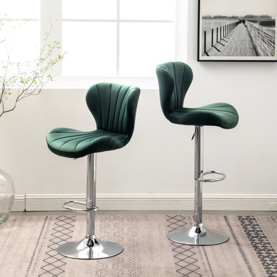 Rembourré réglable, de 2, avec revêtement en tissu velouté et rembourrage en mousse épaisse, rotation à 360 °, hauteur de l'élévateur à gaz, repose-pieds confortable, élément de ligne vertical moderne moderne de 2 po