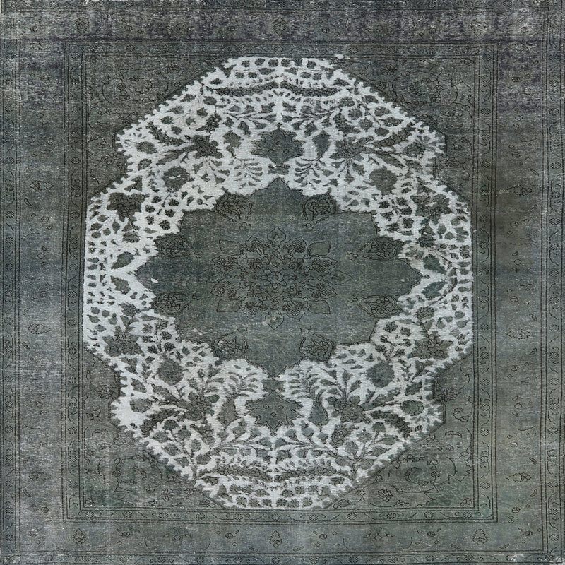 Tapis oriental gris Howells, Carré 7 pi