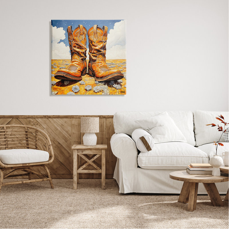 Bottes de cowboy «Cloudy Landscape» par RB, H 30 po x l 30 po x P 1,5 po
