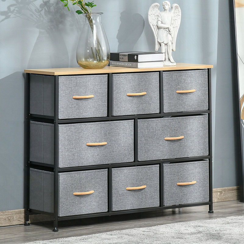 Commode 8 tiroirs en tissu avec structure de rangement en acier
