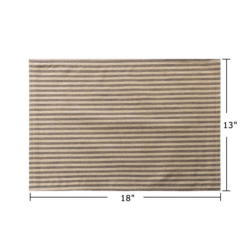 Ensemble de table rectangulaire rayé 100 % lin, Marine