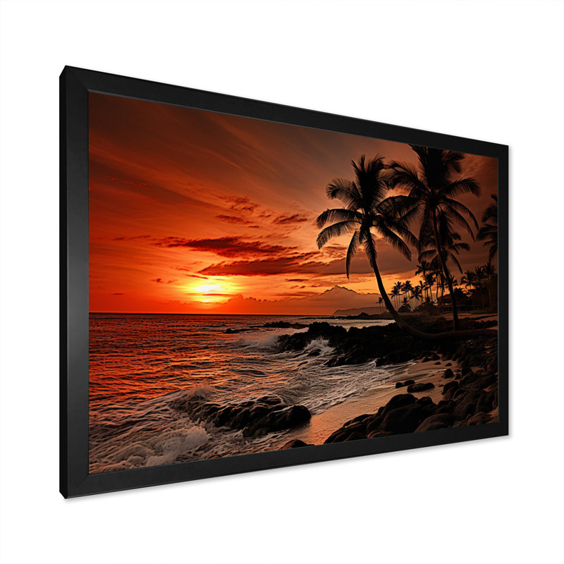 «Hawaii Sunset Serenade II», reproduction sur toile, H 24 po x l 32 po x P 1 po, Cadre photo noir