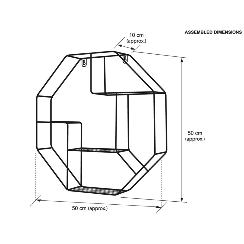 Simia Octagon Metal Floating Shelf