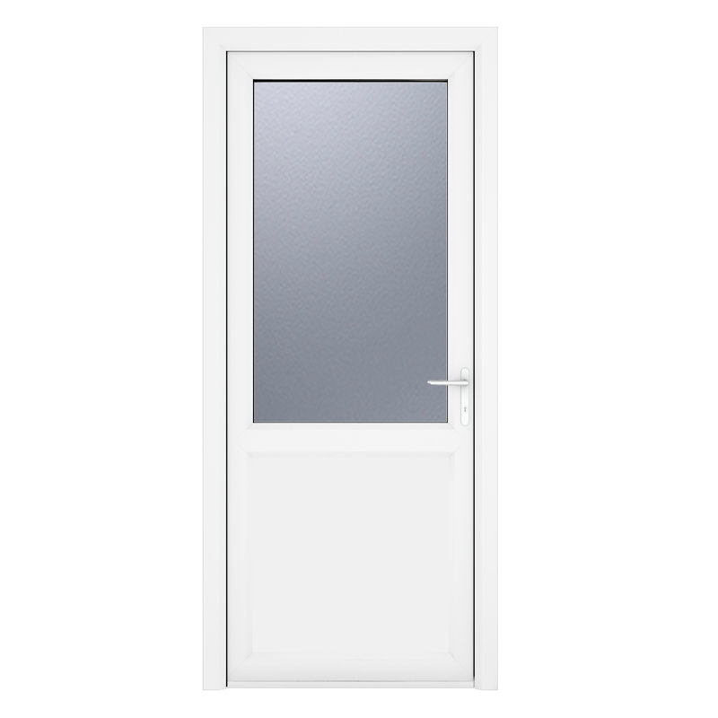 Upvc Single Door, Left Hand/Inswing, White, 209cm H x 84cm W x 7cm D