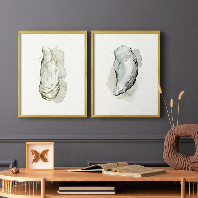 «Oysters on the Bay», reproduction encadrée I-Premium - prête à être accrochée - aucun clou requis - aucun clou requis, Doré