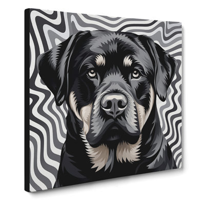 Rottweiler Op Art - Wrapped Canvas - Framed Print