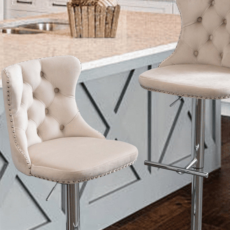 Tabourets de bar pivotants réglables à 360 °, Beige, 4, Argent