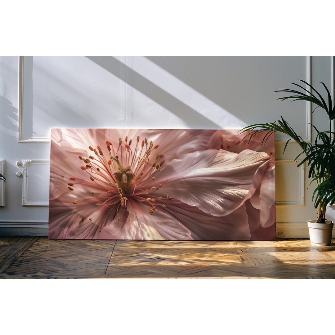 Wandbild 120x60cm Makrofotografie Blume Blüte Rosa Blütenstaub