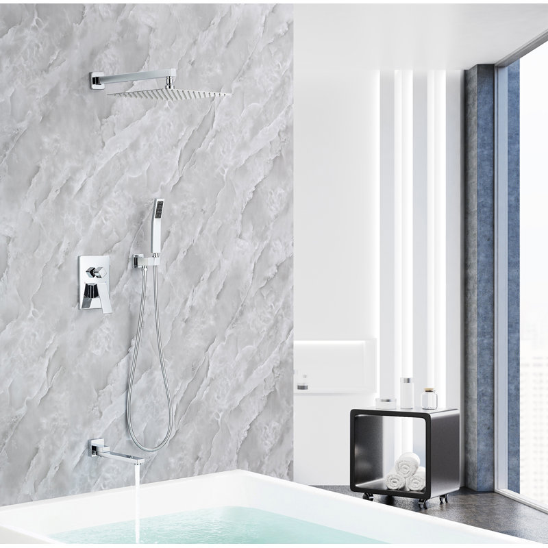 Système de douche complet avec valve brute, Chrome poli