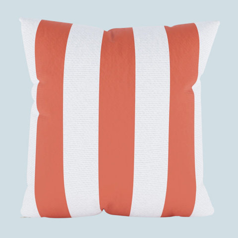 Pillow with coral and white stripes
