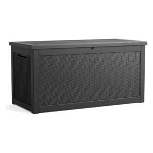 Coffre de terrasse verrouillable en résine de 320 gallons, rangement extérieur imperméable pour meubles de jardin et outils de jardin