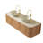 Dina 60" Bathroom Vanity&Sinks, Floating Curved Edges Striped Storage Cabinet With 2 Drawers, 2 Stone White Bowl Ceramic Basins&Travertine-Pattern Sintered Stone Top, Pre-Assembled, Natural Woodgrain-1351352561-1351352567