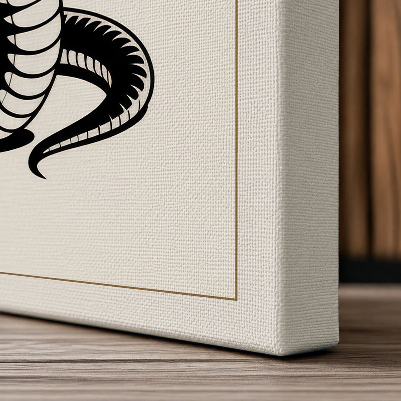 Cobra in Hood Japandi - Wrapped Canvas, 36x24 - 91.4 x 61.0 cm, Cream Border