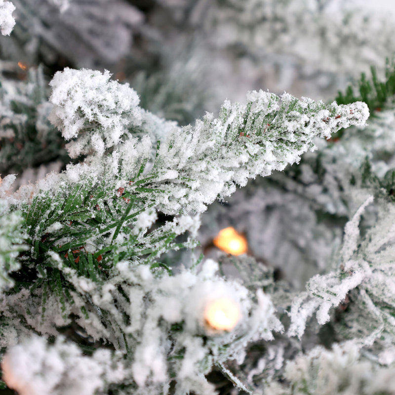 Fraser Hill Farm 10-Ft. Flocked Mountain Pine Christmas Tree With Smart String Lighting, FFMP010-3SN, 6.5' H