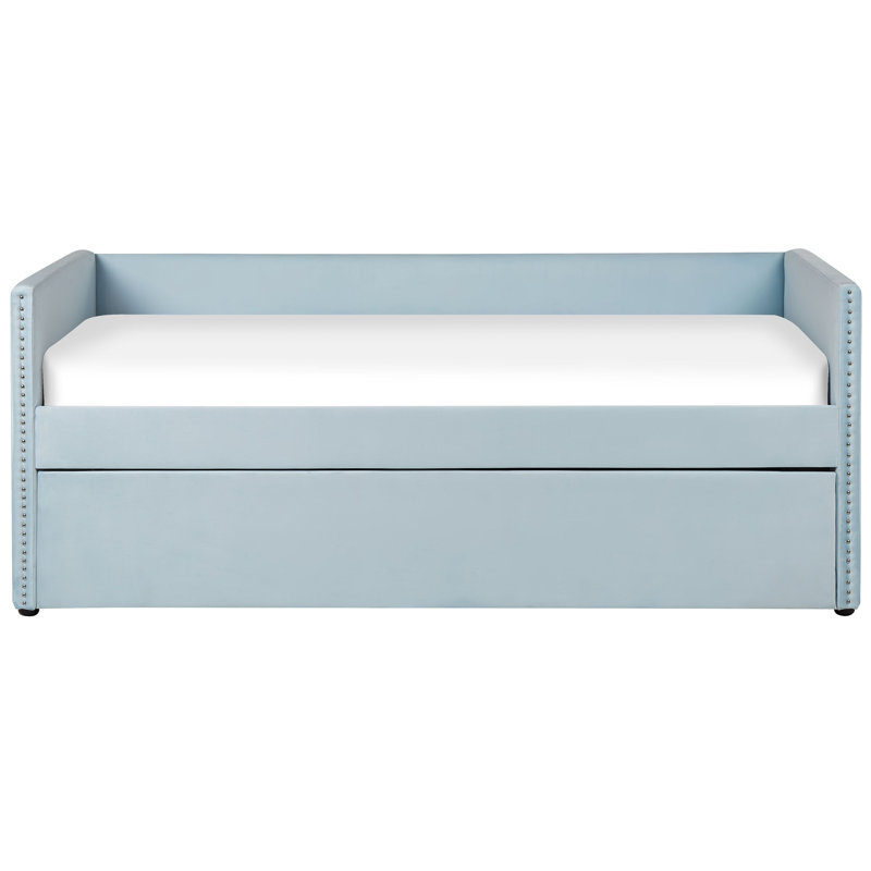 Baskin Upholstered Daybed with Trundle, Light Blue