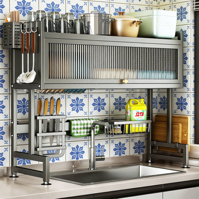 3-Tier Over The Sink Dish Drying Rack With Cover For Organized Kitchen