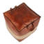 Pouf Cobbler Industrial en cuir brun et toile brun clair par Lumisource