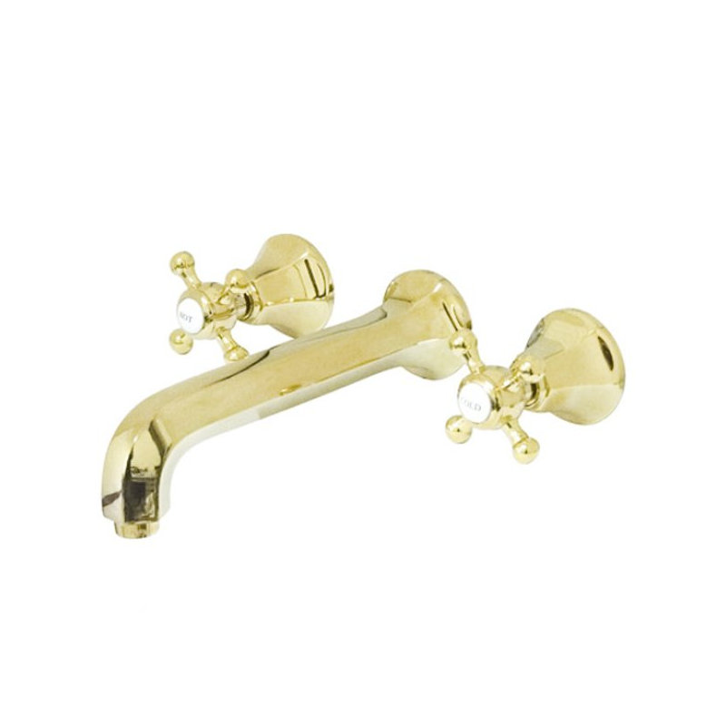 Wall Mounted Bathroom Faucet, Polished Brass