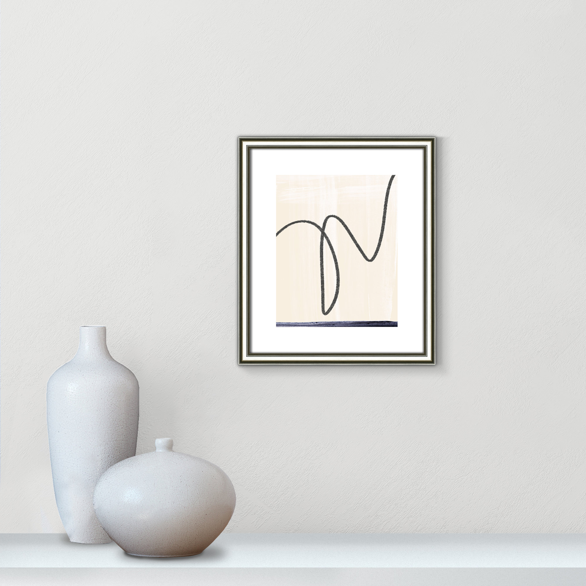 'Departured I' - Picture Frame Painting Print on Paper, Silver Framed Paper, 16.25" H x 14.25" W x 0.88" D
