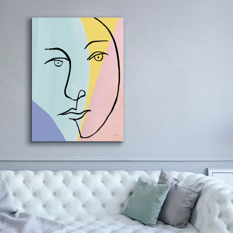«Ink Women 4 Colorblock Pastel» par Sue Schlabach, art mural sur toile, H 54 po x l 40 po x P 1,5 po