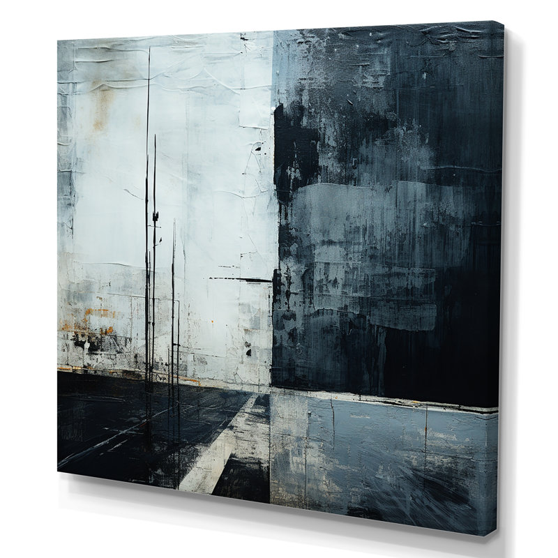 Paysage urbain noir et blanc - Expression de route III - impressions sur toile, H 36 po x l 36 po x P 1,5 po, Toile tendue