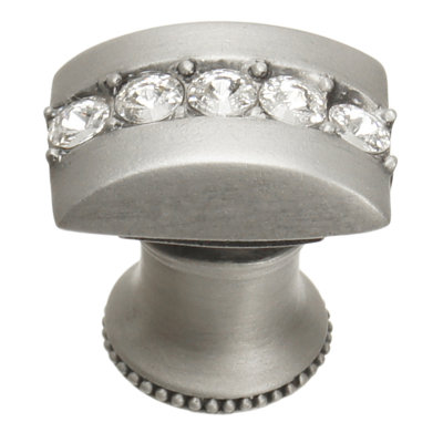 Caché rectangle knob with flared foot with centre of 5 rivoli Swarovski Clear Crystalsin Chalice