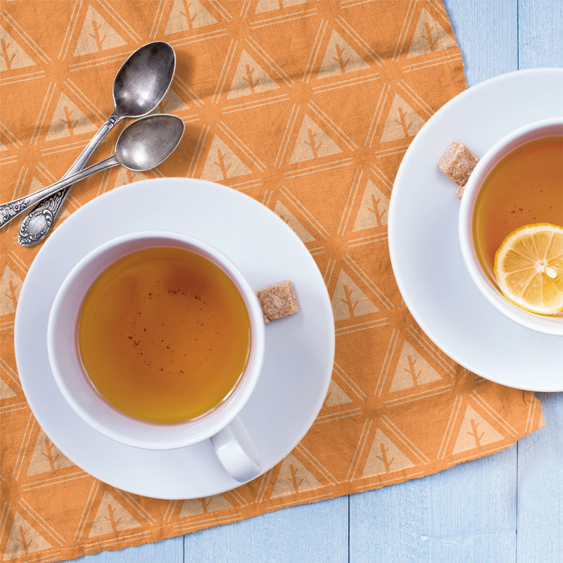 Theo Nath Tea Towel Kitchen Towel, White/Orange, Poly Twill