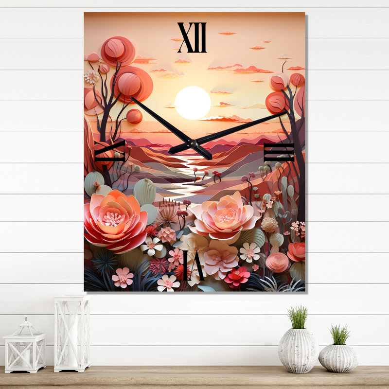 Cactus Tangerine Twilight I - Horloges murales Cactus, Petit