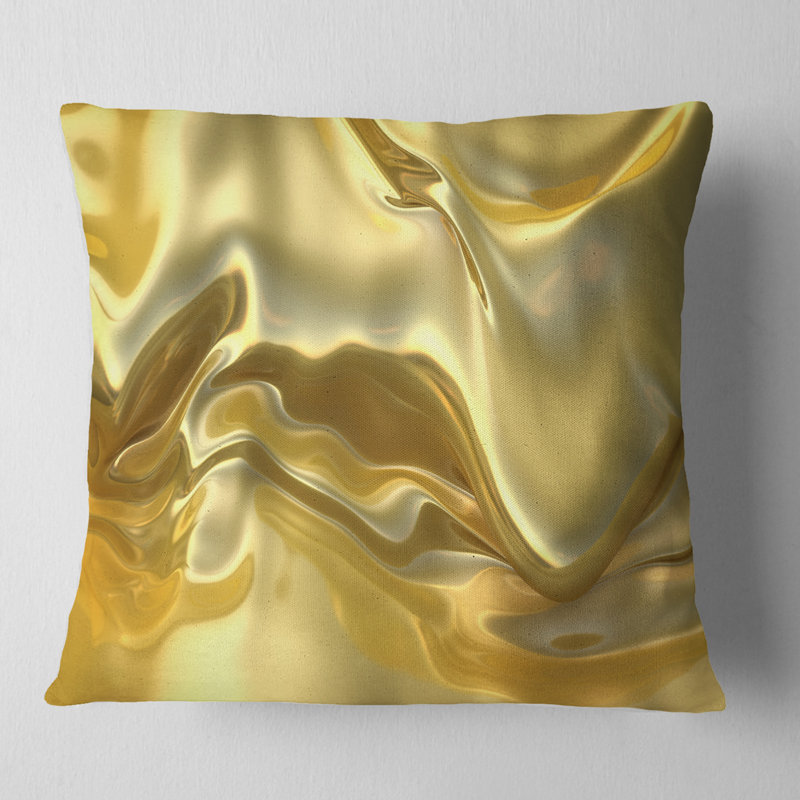 Texture de tissu doré - coussin imprimé abstrait, 16 po x 16 po, Coussin décoratif