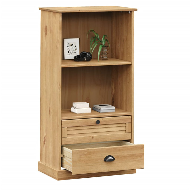 Vidaxl Bookcase VIGO 23.6"X13.8"X45.1" Solid Wood Pine, Brown