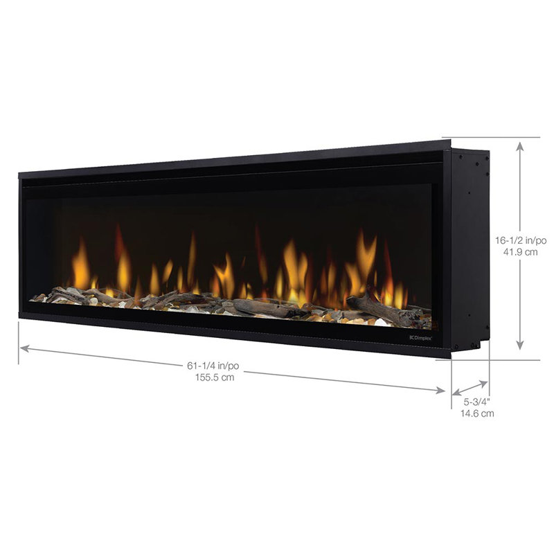 Evolve Black Electric Fireplace with 8530 BTU, 16.49" H x 61.41'' W x 5.79" D