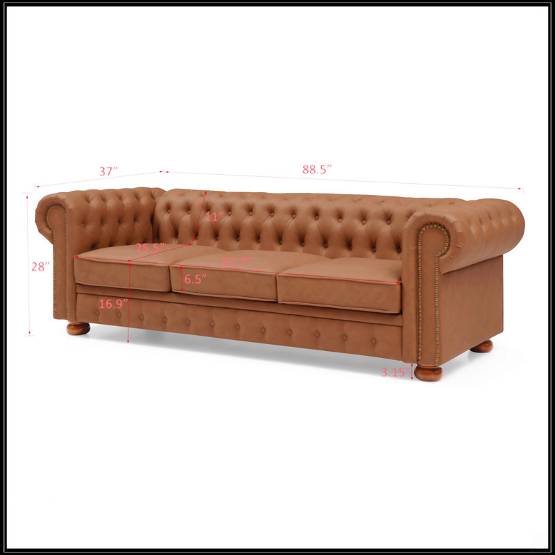 Canapé Chesterfield classique, Brun
