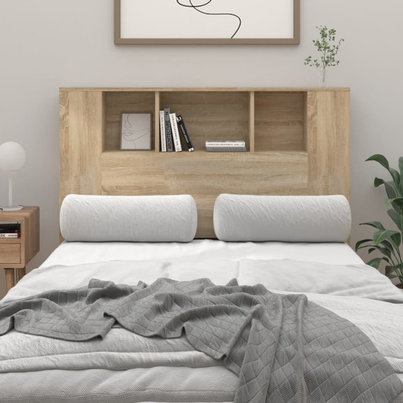 17 Stories Headboard Cabinet Engineered Wood, Sonoma Oak, Small Double (4')