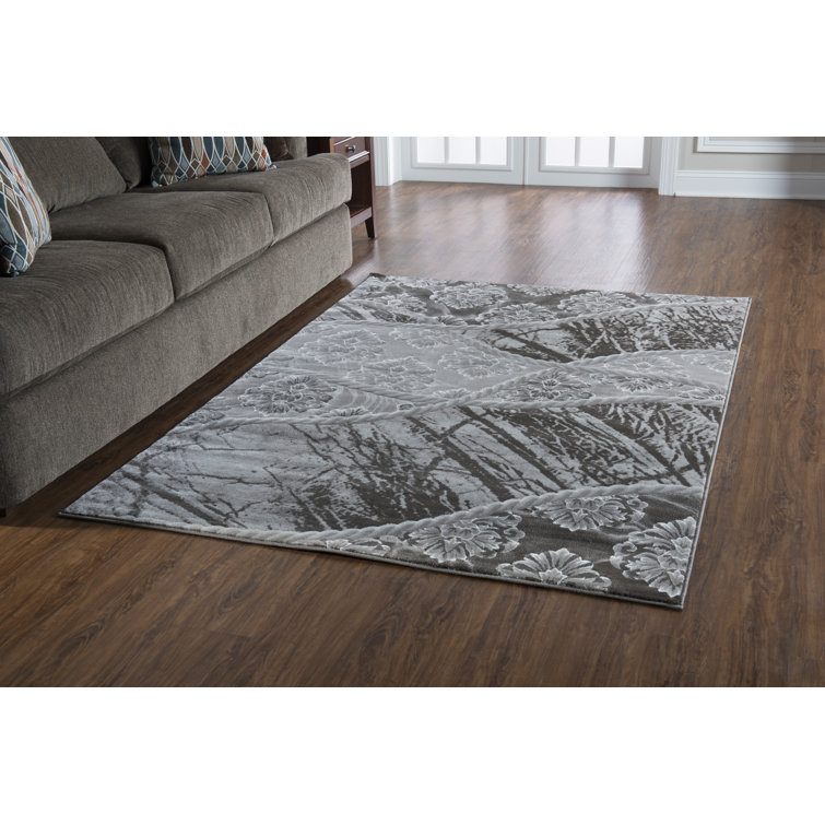 Tapis gris tissé à plat à motif abstrait