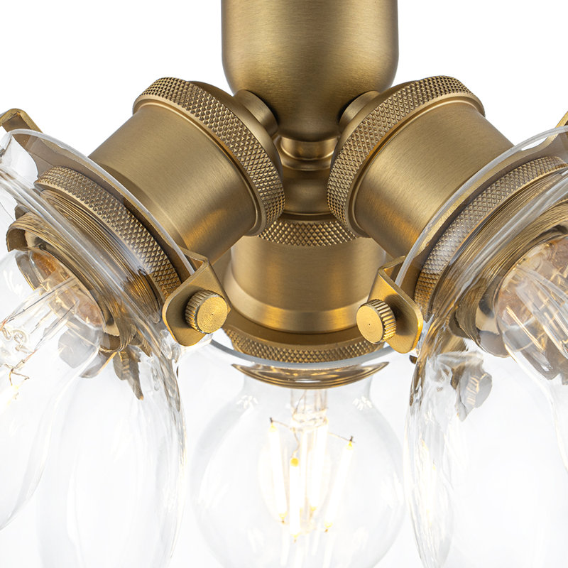 3 - Light Clear Shade Modern Sputnik Globe Semi Flush Mount