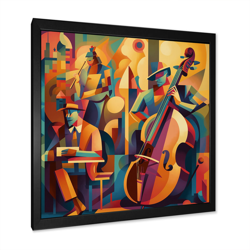 Jazz Band Performance I - Music Jazz, art mural, Cadre photo noir, H 36 po x l 36 po x P 1,5 po