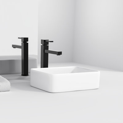 PLUSTEEL 12'' Ceramic Rectangular Bathroom Sink