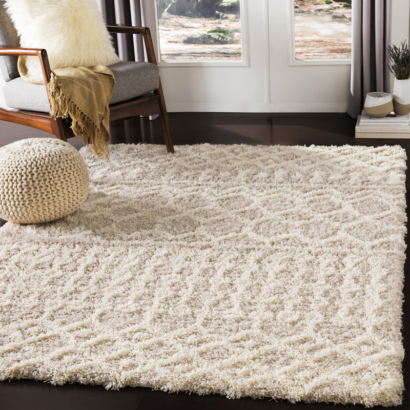Geometric Shag Area Rug, Rectangle 79 x 152cm