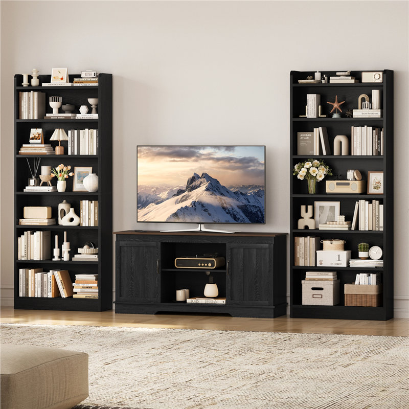 180cm H x 60cm W Standard Bookcase, (7 Shelves) 180.5cm H x 60cm W x 24cm D, Black