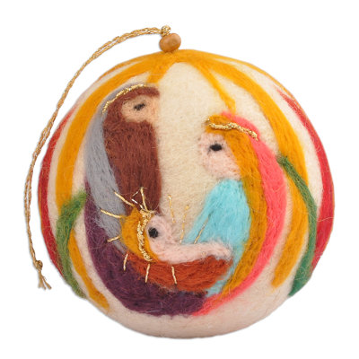 3.3'' Handmade Wood Ball Ornament