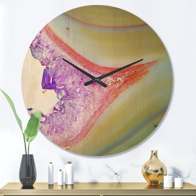 Agate naturelle - Horloge murale moderne en bois, Très grand
